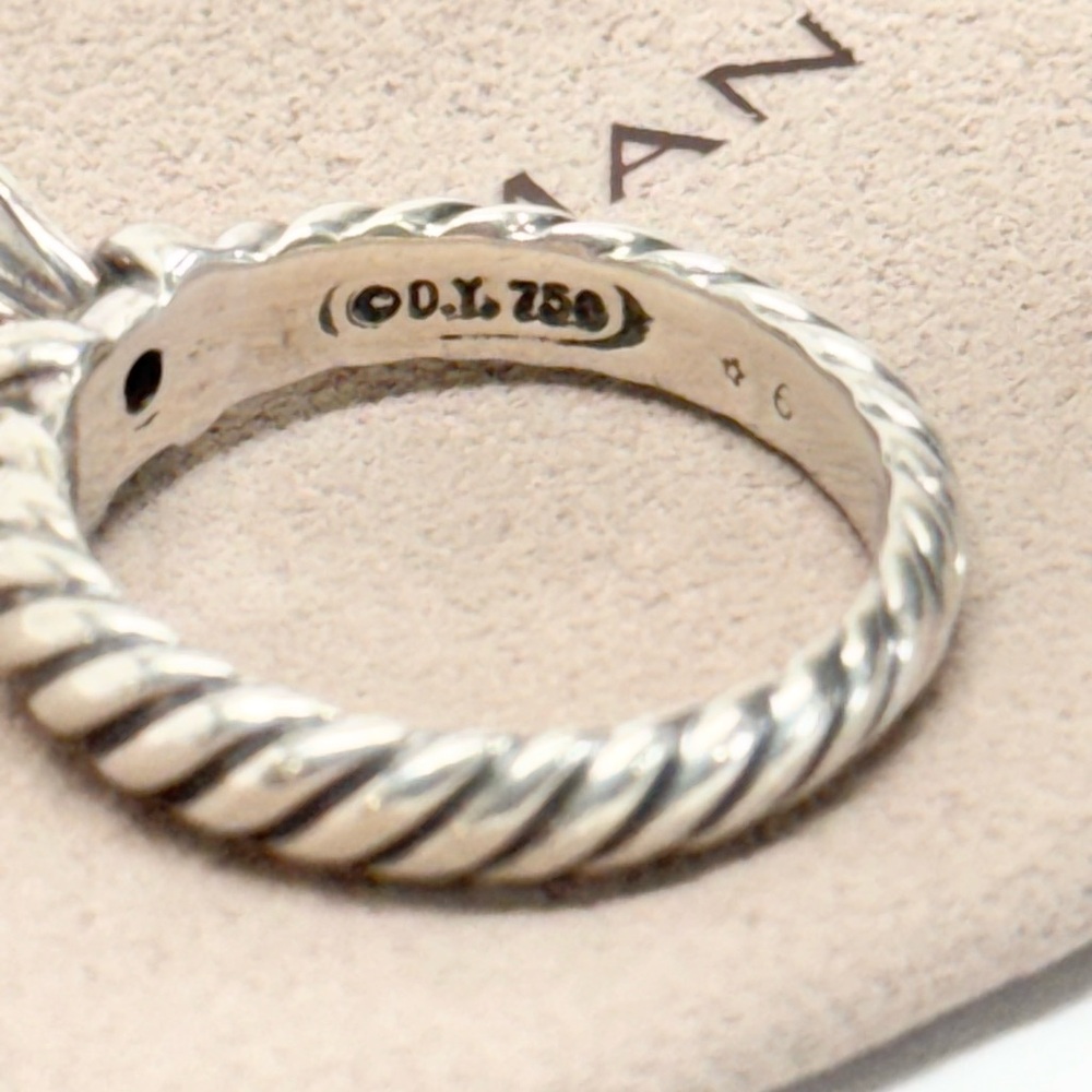 David Yurman .925/18K White Gold Diamond Cable Band Ring - Picture 6 of 8